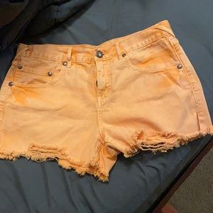 Orange/Peach Faded Free People Denim Jean Shorts